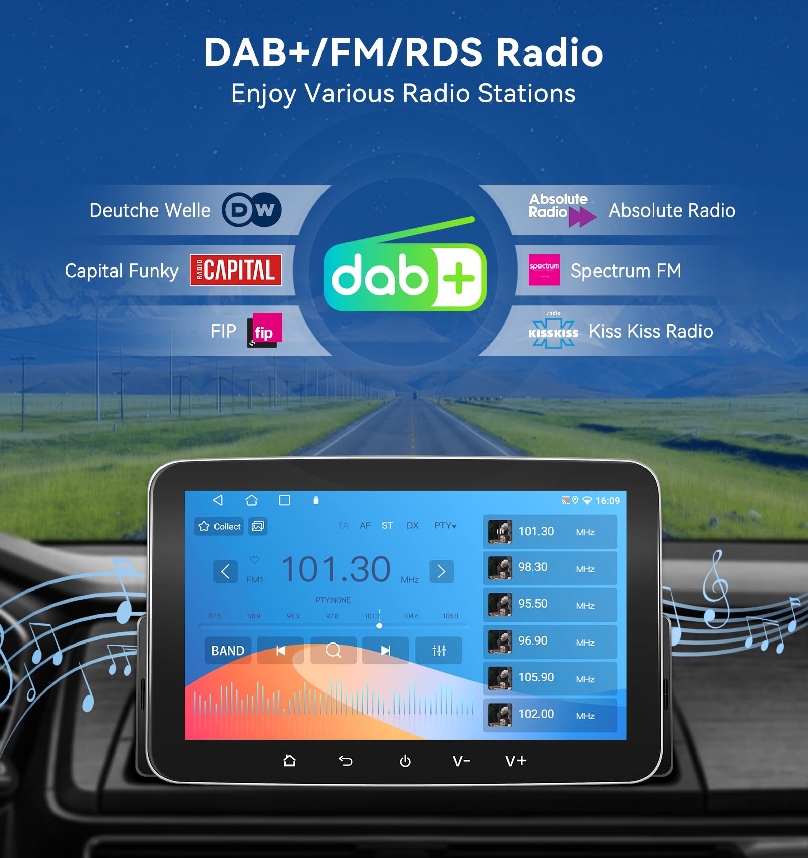 PORMIDO Autoradio mit Bildschirm DAB+, 7 Zoll 1 Din Android 13 Apple CarPlay Android Auto Touch Screen Display, Wireless Car Play Radio mit Bluetooth WiFi Navi MirrorLink FM RDS GPS SWC USB EQ