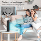 Grelife Turmventilator Leiser, 7,9m/s Geschwindigkeit, 80° Oszillierende Ventilatoren, Schnelle Kühlung Tischventilator für Büro, Zuhause, Schlafzimmer, Schwarz