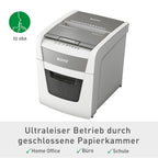 Leitz IQ Autofeed Small Office Aktenvernichter, 50 Blatt Papierstapel schreddern, Zeit sparen mit automatischem Einzug, Partikelschnitt P4, 20L Abfallbehälter, Leiser Betrieb für Büro, 80350000