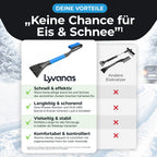 Lyvanas Eiskratzer Auto mit Besen TESTSIEGER 2025* - Ergonomischer Profi Schneebesen Auto schnell & stark - Langlebiger & schonender Scheibenkratzer Auto lang & vielseitig - stabiler Schnee Auto Besen