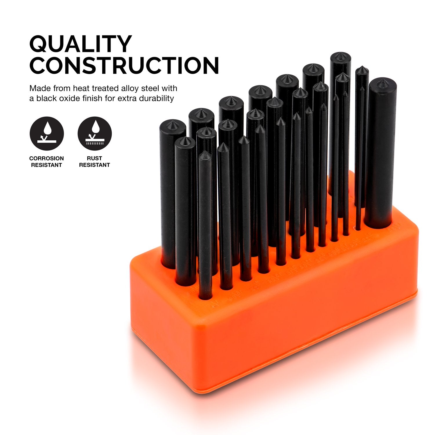 NEIKO 02621A Transferstanzer-Set mit hochwertigen wärmebehandelten Stahl-Stanzern, Lochstanzer-Set, Stanzgrößen 0,9 cm bis 1,27 cm, 28-teiliges Set