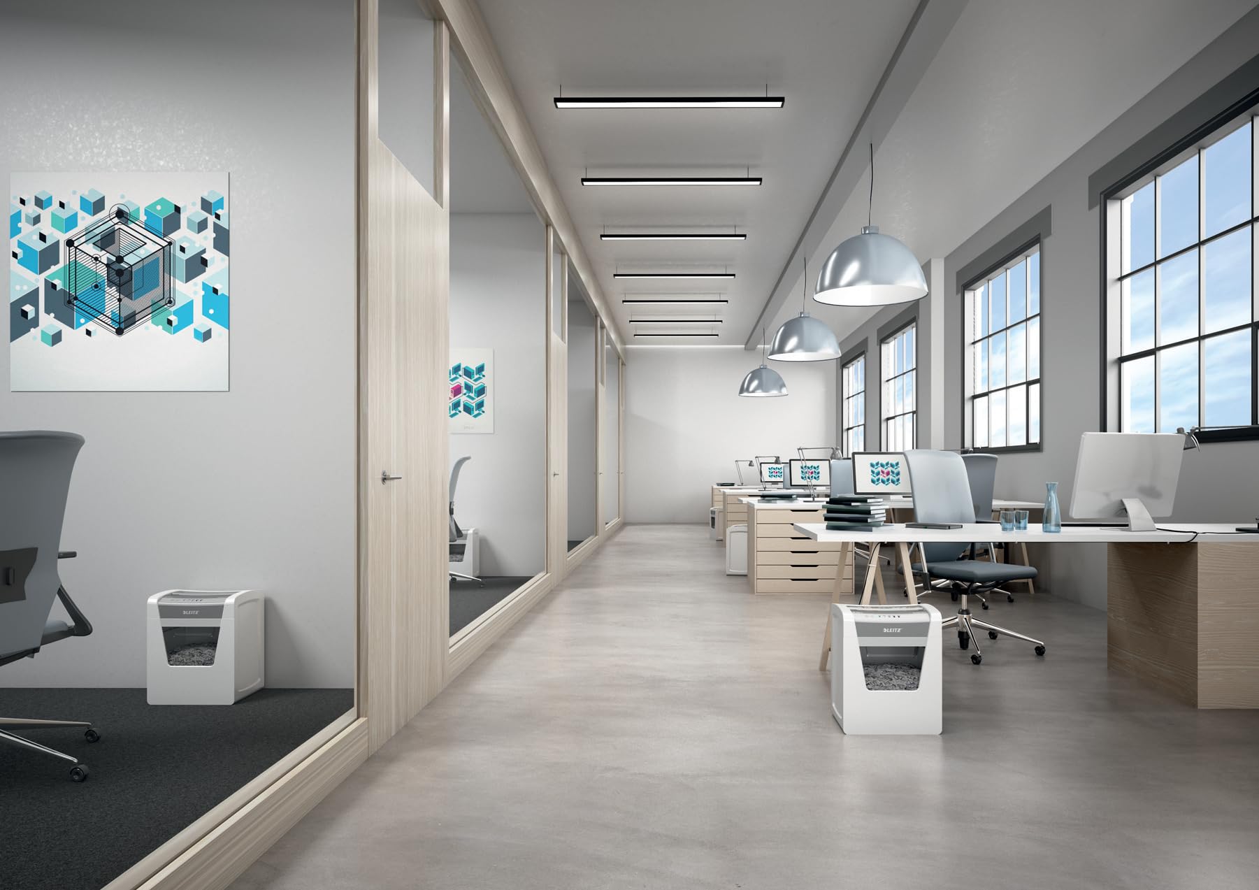 Leitz IQ Aktenvernichter Office P5, Mikroschnitt, 11-10 Blatt (70-80 g/m²), TÜV+GS zertifiziert, 2 Stunden Dauerbetrieb, Herausziehbarer 23L Behälter, Sehr leiser Schredder für Büro, Weiß, 80020000