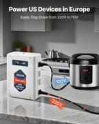 VEVOR Spannungswandler Abwärts, 2000 VA, Hochleistungs-Konverter, 220 V auf 110 V Leistungstransformator, mit 2 US-Steckdosen, USB-Ausgang, LCD-Display, Temperaturschutz, für 110-V-Geräte