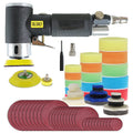 Mini Poliermaschine,druckluft Polierer 25mm 50mm 80mm Exzenter Schleifer Druckluft Winkelschleifer Poliermaschin/polierer Mit 24tlg Polierschwämme Polierpad Polierschleifmaschine Set für Auto