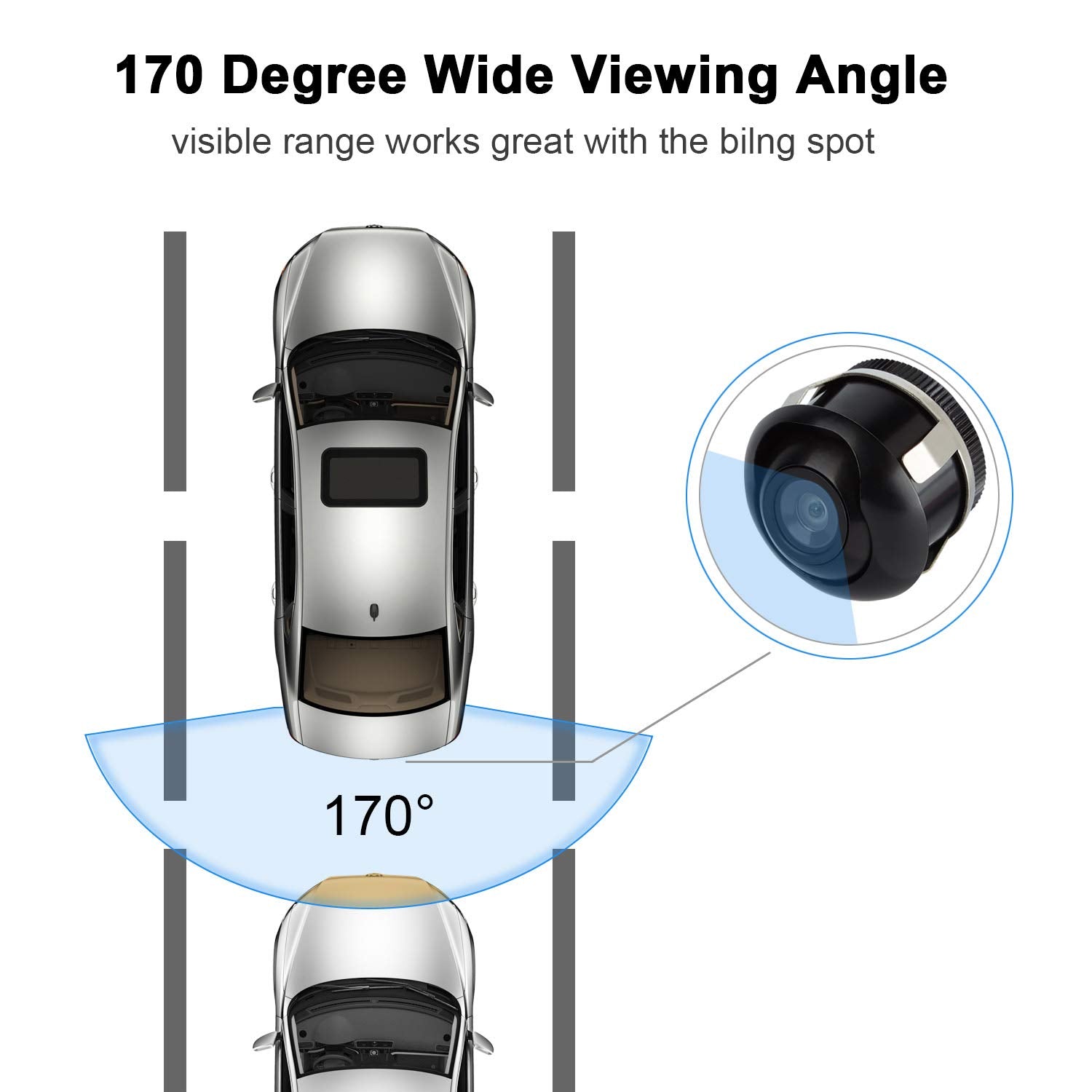 CICMOD Mini Rückfahrkamera Auto HD Universal Rückansicht Kamera 360° Drehbarer Einparkhilfe Nachtsicht Wasserdicht Weitwinkel
