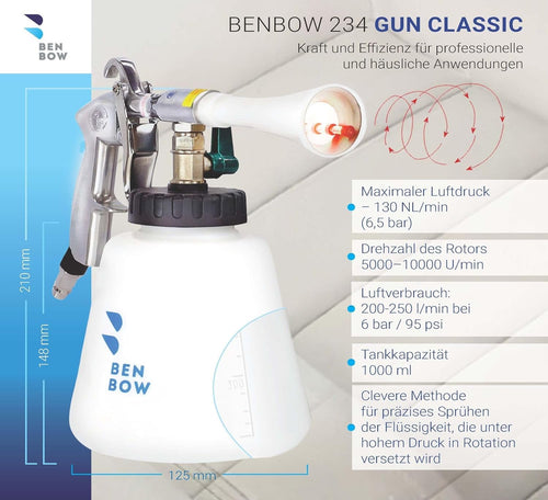 BenBow Druckluft Reinigungspistole Classic und Ausblaspistole mit Venturidüse – perfekte Lösung für gründliche Autoreinigung und schnelles Trocknen