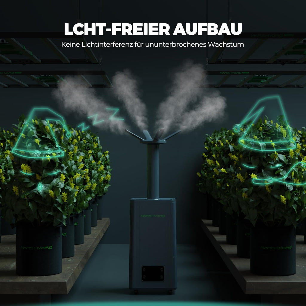 MARS HYDRO Pflanzen Luftbefeuchter 15L, Top-Fill Ultraschall Humidifier, mit einstellbarer Luftfeuchtigkeit, Timer-Funktion und Leise Betrieb für Growzelt, Innenbepflanzung, Schlafzimmer