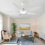 reiga Deckenventilator mit dimmbarer LED Beleuchtung und Fernbedienung, 137 cm Deckenventilatoren 5 Flügel, Kompatibel mit Smart App Alexa - Weiß