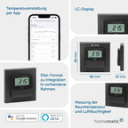 Homematic IP Smart Home Temperatur- und Luftfeuchtigkeitssensor mit Display – innen, anthrazit, steuert Heizkörper/Fußbodenheizung per App, Alexa, Temperaturmessung, Energie sparen, 160551A0