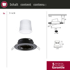 Paulmann 92465 LED Einbauleuchte Base Smart Home Zigbee Basisset schwenkbar rund 230V 3x4,9W 3x430lm dimmbar 90mm Schwarz matt Metall 3000K