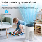 AROEVE Luftreiniger, CADR 300 m³/h für 120 m² Raum, Luftreiniger Allergiker gegen Pollen, Staub, Tierhaare, Rauch, Automatikmodus mit Sensor, Leise 25dB, Ideal für Allergie-Haushalte
