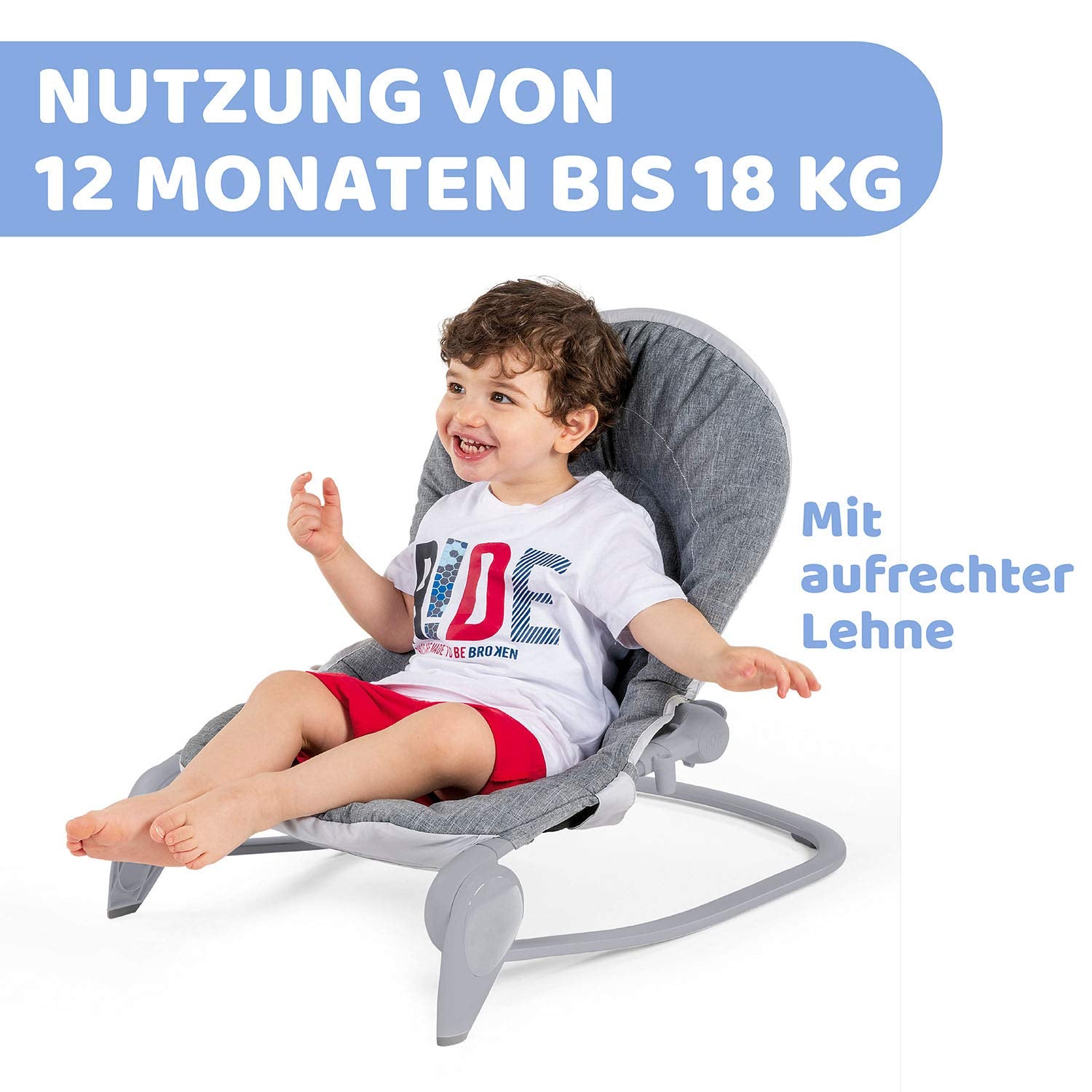 Chicco Hoopla Babywippe, bequeme und animierende Wippe, mit Spielbar und Textilanhängern, 4-fach verstellbar, modular und kompakt, von 0 Monaten bis 18 kg