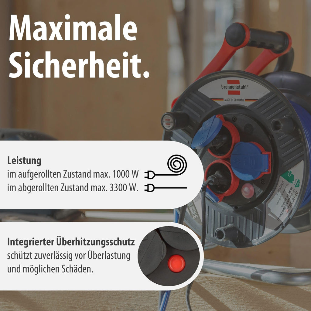Brennenstuhl Garant IP44 Kabeltrommel (25m, Spezialkunststoff, kurzfristiger Einsatz im Außenbereich, Made in Germany) grau