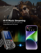 Nulaxy Bluetooth Adapter Auto, Starkes Mikrofon FM Transmitter Auto Bluetooth mit 1,8-Zoll-Farbbildschirm für Freisprechanrufe, unterstützt QC3.0-Lade-, Höhen- und Bassmusik-Player - KM30