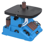 Güde Spindel-Bandschleifmaschine GSBSM 500 (230 V, 500 W, 2000 min-1 Spindeldrehzahl, 8 m/s Bandgeschw., oszillierend, 2 in 1 Gerät, werkzeuglose Umrüstung, Tisch 0-45° einstellbar, inkl. Zubehör)