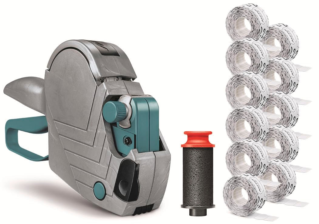 Meto Basic S Starter Kit inkl. 11.000 Etiketten – Preis, Datum, MHD (1-zeilig, 8-stellig für 22x12 mm Etiketten, sofort einsatzbereit) Handauszeichner + 11 Etikettenrollen