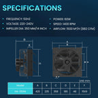 HG Power 350mm Abluftventilator Industrie Wandventilator 1500m³/h Wandlüfter mit Maschensieb Auspuffventilator mit EU-Stecker Aluminium Fensterventilator für Keller Garage Küche