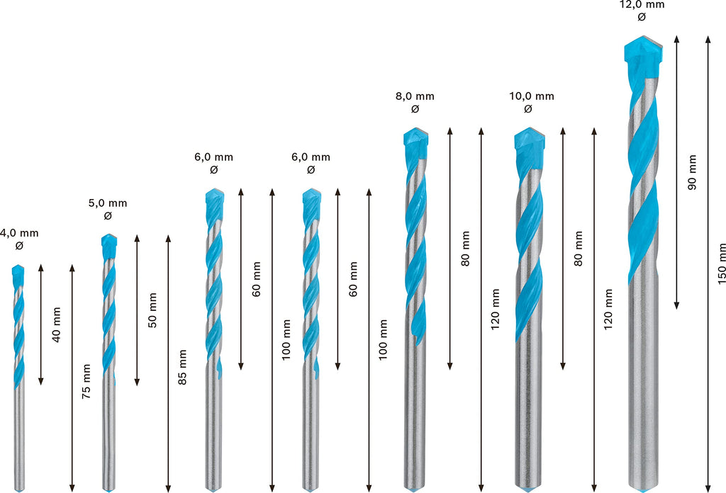 Bosch 7x EXPERT CYL-9 MultiConstruction Bohrer Set (für Beton, Weiche Fliesen, Ø 4-12 mm, Professional Zubehör Schlagbohrer/Schrauber, Bohrmaschine/Schrauber)