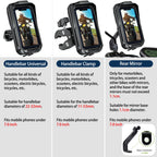 BTNEEU Handyhalterung Motorrad Wasserdicht Universal Anti-Shake Telefonhalterung mit Touchscreen Sonnenblende 360° Drehbar Halterung Motorrad Metall für Smartphone bis zu 7,0" (Schwarz C)