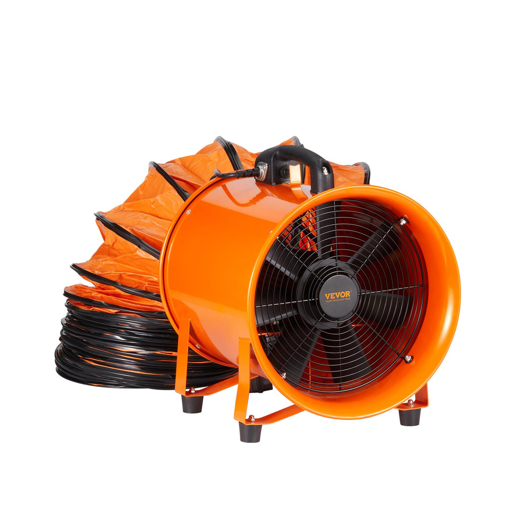 VEVOR Bauventilator 367-W-AC-Motor Baugebläse 2800 U/min Baulüfter Gebläse 2574 CFM (4373 m3/h) Axiallüfter mit 10 m Schlauch Axialgebläse 79 dB Geräuschpegel Industrielüfter