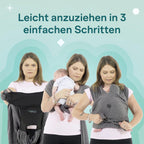 Koala Babycare Tragetuch Baby Neugeborene - Einfach Anzuziehen für Mütter und Väter - Babytrage Multi-Use Bis 9kg - Babytragetuch Schwarz