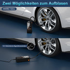 Elektrische Luftpumpe, Luftpumpe Elektrisch mit 10000mAh Akku, 150PSI Tragbar Mini Kompressor mit Manometer, Fahrradpumpe Elektrisch mit Digital LCD Bildschirm für Fahrräder, Motorräder, Auto & Bälle