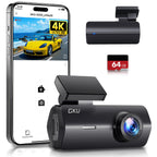 GKU 4K Dashcam Auto,dashcam Auto vorne, Auto Kamera mit integriertem WLAN,170° Weitwinkel,Nachtsicht,WDR,24H Parküberwachung,Loop-Aufnahme,G-Sensor,Dash cam Vorne inklusive 64GB SD Karte