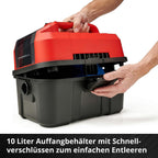Einhell Akku-Nass-Trockensauger TE-VC 18/10 Li-Solo Power X-Change (18 V, 10 L Tank, inkl. 2 m-Schlauch, Fugen-/Bürstendüse + Polster-/Universaldüse, ohne Akku)