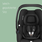 Maxi-Cosi CabrioFix i-Size, Babyschale, 0–12 Monate, max. 12 kg, leichter i-Size Kindersitz (3,2 kg), Sonnenverdeck, gepolsterter Sitz, für viele Maxi-Cosi Kinderwagen, Essential Black
