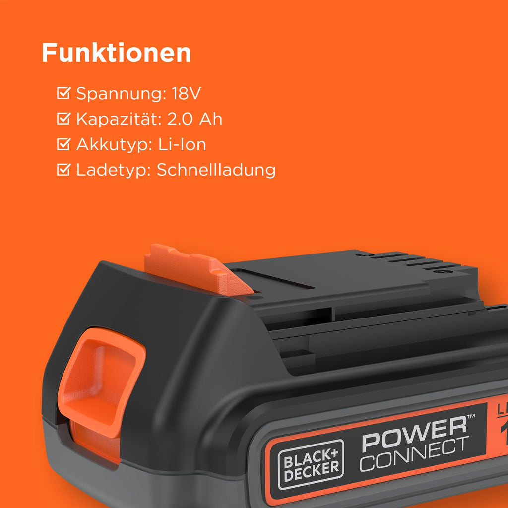 BLACK+DECKER 18V, 2.0AH, Lithium-Ionen-Akku, kompatibel mit Allen 18V BLACK+DECKER Produkten, BL2018-XJ