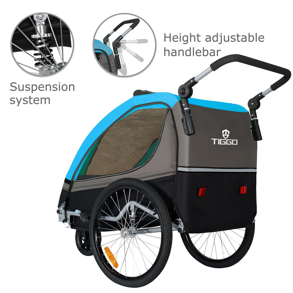 Tiggo S2 Kinderanhänger mit Federung Jogger 2 in 1 Kinder Buggy fahrradanhänger Anhänger 360° Drehbar