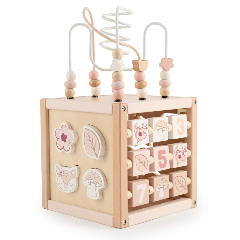 Bieco Motorikwürfel REH Ella nachhaltiges Holz FSC® | Spielwürfel Baby Activity Center Baby Montessori Holzspielzeug ab 1 Jahr