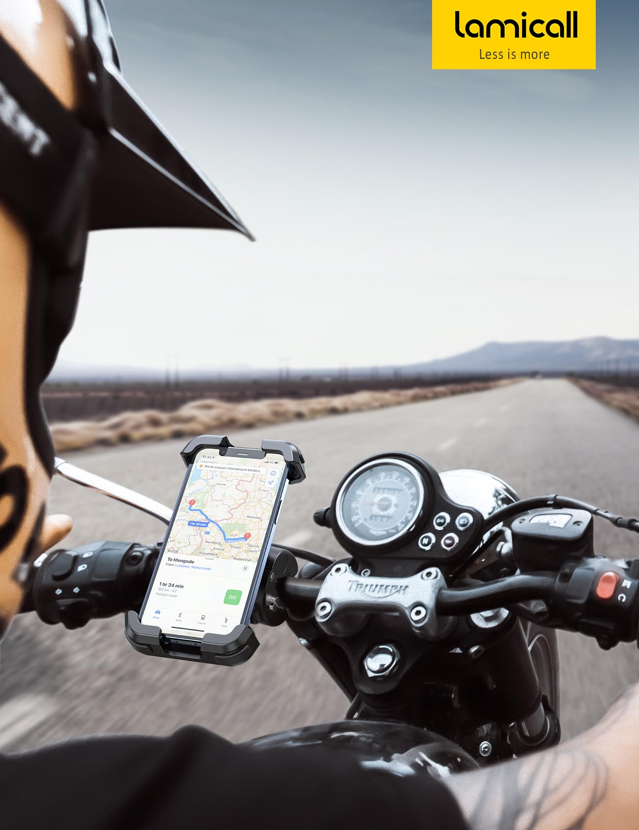Lamicall Handyhalterung Motorrad, Handyhalter Fahrrad - 2026 Universal 360° Lenker Halter für iPhone 17 16 15 14 Pro Max Plus, Air, SE, 13 12 Pro Max Mini, 11 Pro Max, Xs, XR, Samsung S24, Smartphone