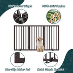 Semiocthome Absperrgitter für Hunde, 3-Panel Hundegitter, ausgestattet mit 2 Metallstützen, 82 cm hoch, faltbares Gitter für den Innenbereich, erweiterbar bis 140 cm Breite, Braun