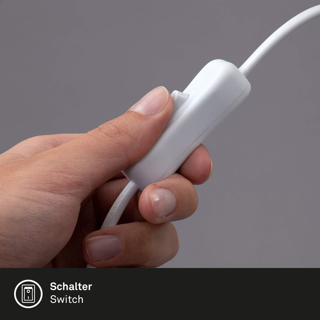 BRILONER - Schreibtischlampe mit Kabelschalter, schwenkbar, E14 Fassung, max. 8 Watt, Klemmlampe, Klemmleuchte, Nachttischlampe, Leselicht Kinder, Bürolampe, Leselampe Bett, 30,5x11x13 cm, Weiß