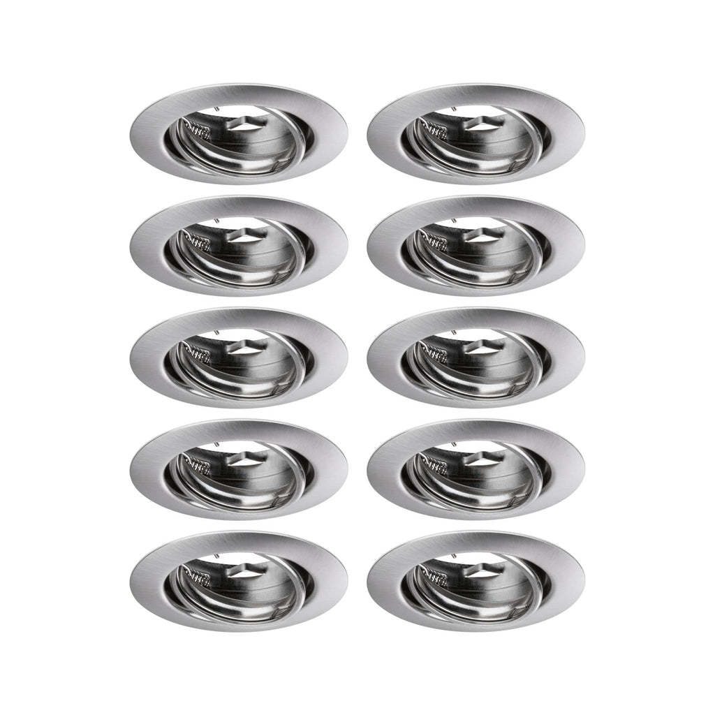 Paulmann 93399 Einbauleuchte Base rund schwenkbar max. 10x10W Einbaustrahler ohne Leuchtmittel Eisen gebürstet Einbaulampe Metall Deckenspot GU10