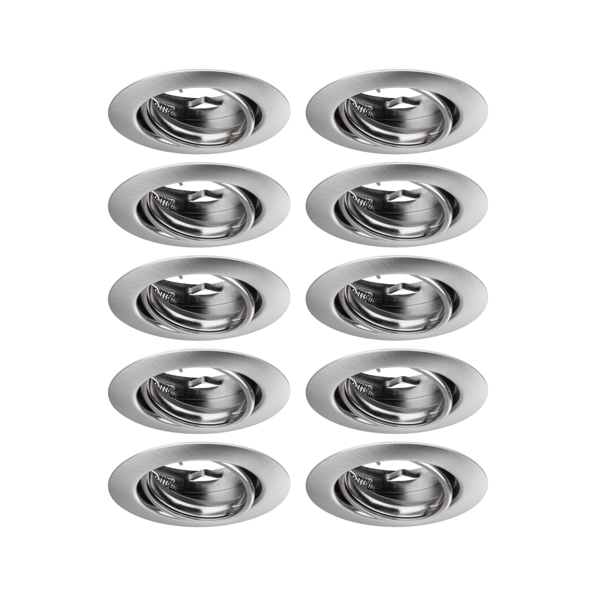 Paulmann 93399 Einbauleuchte Base rund schwenkbar max. 10x10W Einbaustrahler ohne Leuchtmittel Eisen gebürstet Einbaulampe Metall Deckenspot GU10