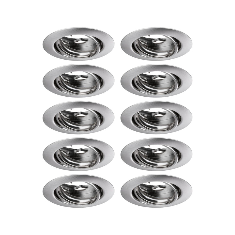 Paulmann 93399 Einbauleuchte Base rund schwenkbar max. 10x10W Einbaustrahler ohne Leuchtmittel Eisen gebürstet Einbaulampe Metall Deckenspot GU10