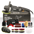 Poliermaschine, SPTA 125mm/150mm/180mm Polierer mit Variable Geschwindigkeit Profiset - Schleifmaschine 1200 Watt Set + Polierschwamm Zubehörset, Polierteller, Wollscheibe für Auto KFZ Boot -SPTA0020