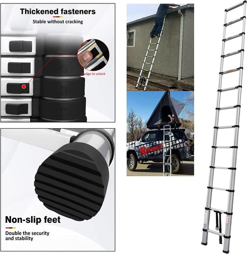 5M Teleskopleiter, Aluleiter Klappleiter Mehrzweckleiter Rutschfester Ausziehleiter Ausziehbare Leiter Sprossenleiter Stehleiter Tragbar Leichte Leiter Schiebeleiter 150 kg Belastbarkeit