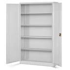 Jan Nowak 2er Set Aktenschrank XXL C001II Büroschrank Metallschrank Flügeltüren Stahlblech Pulverbeschichtung 185 cm x 115 cm x 40 cm (grau/grau)