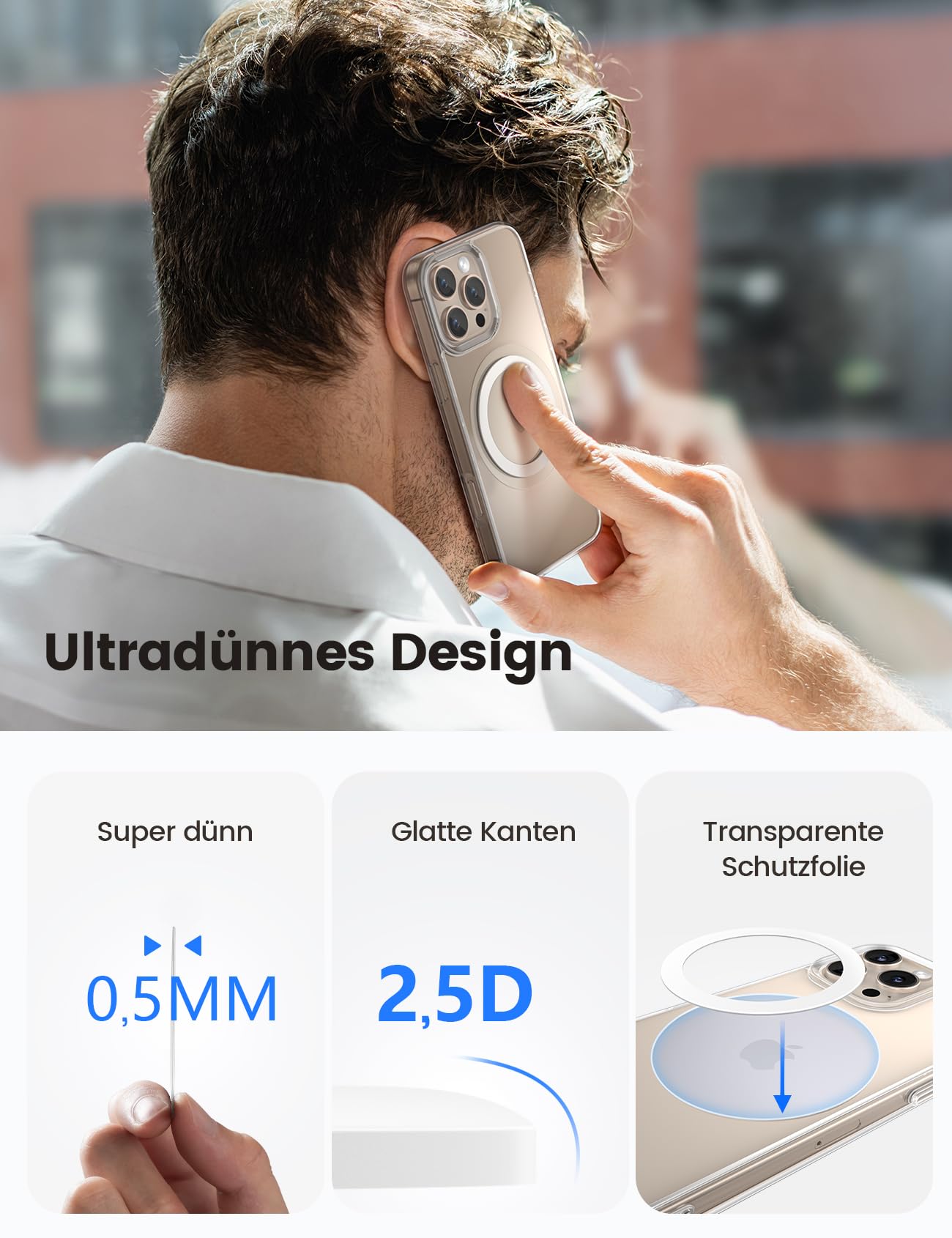 Lamicall 4 Stück für MagSafe Ring Aufkleber Metallring - [Stabil & Ultradünn] Selbstklebender Magnetring für Handyhülle, Metall Magnet Ring für iPhone 17 16 15, MagSafe-Zubehör (Nicht Magnetisch)