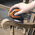 WORX WX648 Schleifer 65W, 230V – Ergonomischer Handschleifer zum Schleifen auch an schwerer zugänglichen Stellen – DUSTSTOP Mikrofilter für sauberes Arbeiten