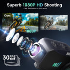 Motorrad Helm Headset mit Kamera, Moman H4C mit 【1080P Kamera】120° Weitwinkel 360° Aufnahme mit 32G TF Karte Motorcycle Helmet Kopfhörer HiFi Stereo für eine Person AI Voice Assitant IPX6 Wasserdicht