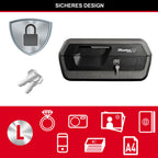 Master Lock Sicherheitskassette [Feuer- und Wasserfest] [Large] [Schlüsselschloss] LCFW30100 – Für Ausweise, A4-Dokumente, kleine Elektrogeräte, Juwelen usw.