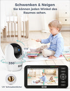 GHB Babyphone mit Kamera 5 Zoll 720P HD Display mit bis zu 168h Akkulaufzeit im VOX Schlafmodus Gegensprechen Nachtsicht und Temperaturanzeige