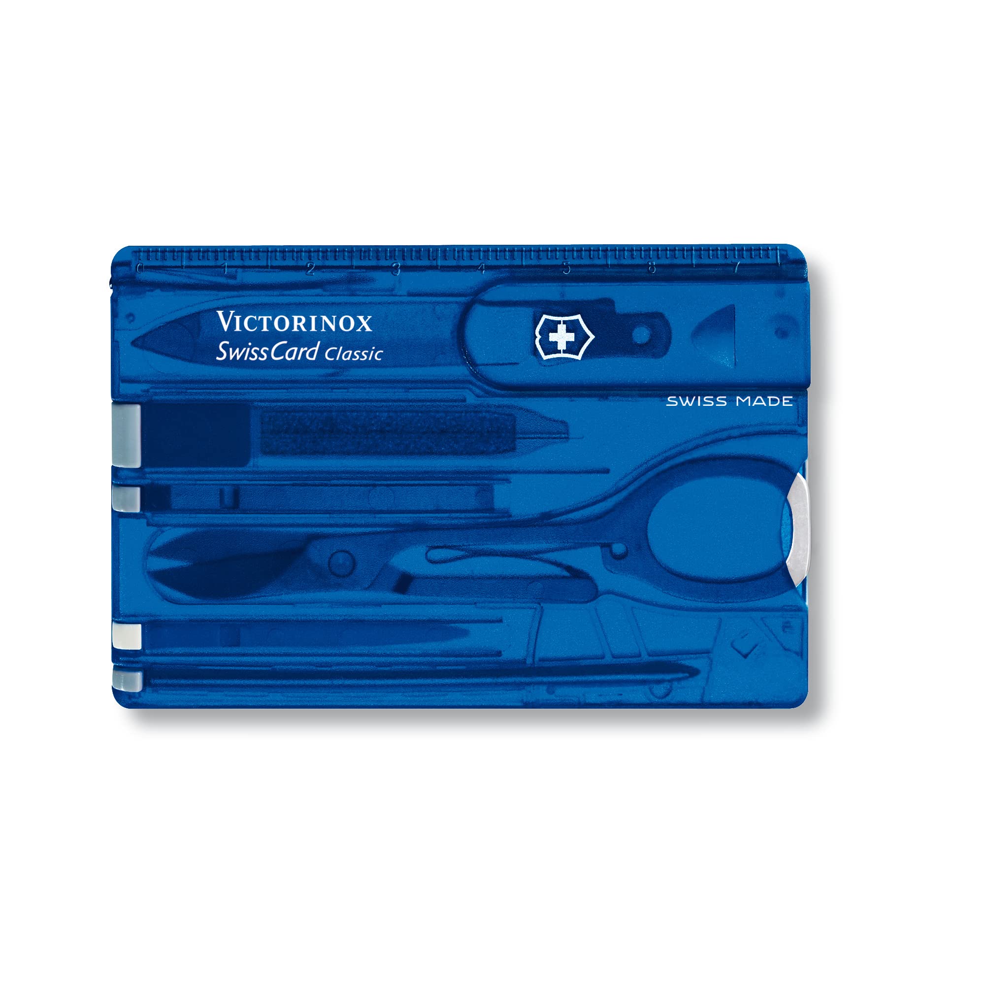 Victorinox Multitool Card, Swiss Card Classic, Taschenmesser in Kreditkartenformat, Multitool-Werkzeug, 10 Funktionen, Spitzklinge, Schere