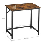 VASAGLE Tisch, Computertisch, Bürotisch, 80 x 50 x 76 cm, für Arbeitszimmer, Schlafzimmer, Wohnzimmer, vintagebraun-tintenschwarz LWD038B01V1