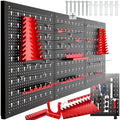 tectake® Werkzeug Lochwand aus Metall, 120 x 60 x 2 cm, Werkzeugwand Lochplatte, inkl. Werkzeughalter Set Haken und Halterungen, Wandregal Regalsystem für Werkbank, Garage, Werkstatteinrichtung - 3tlg