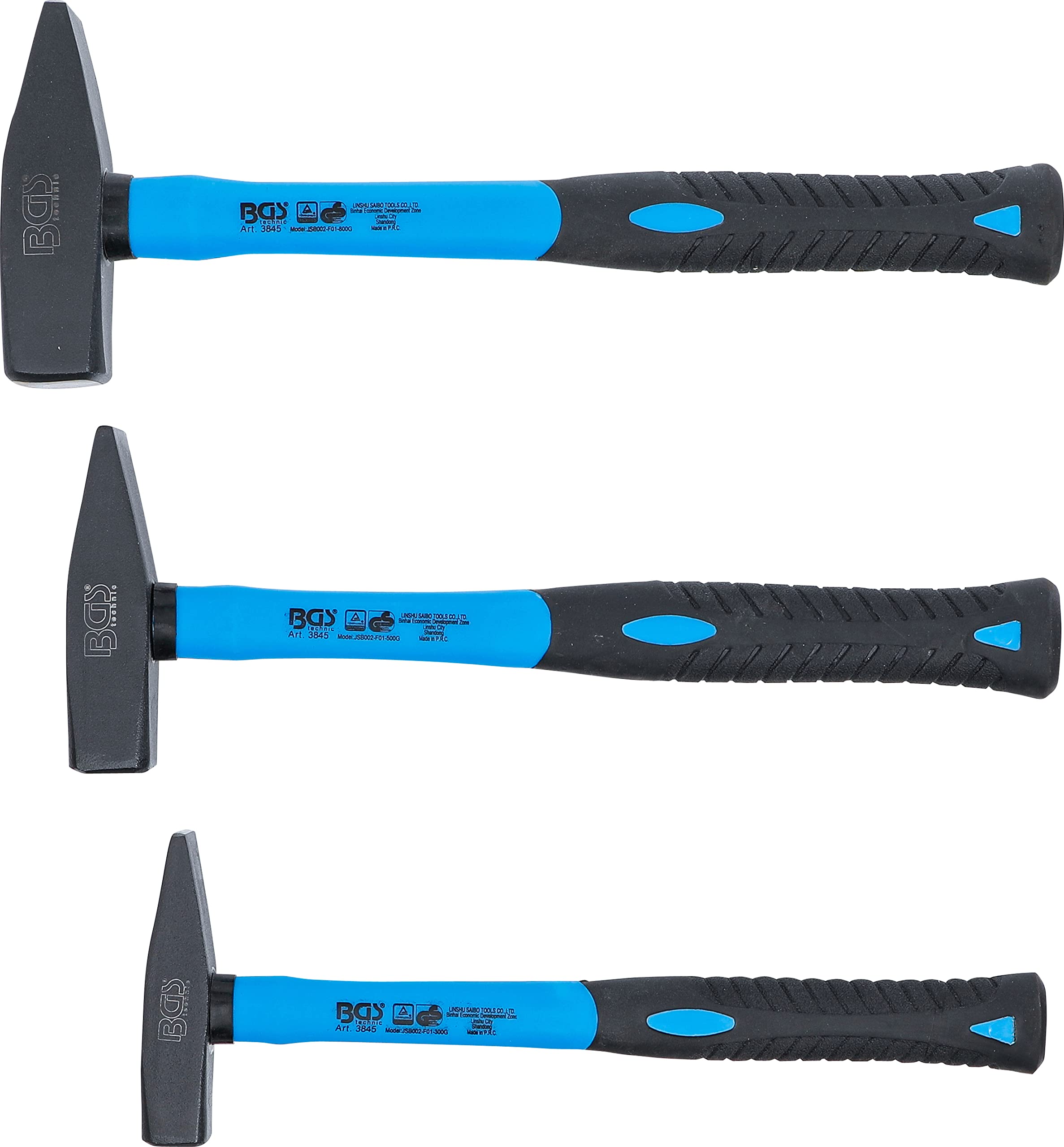 BGS 3845 | Schlosserhammer-Satz | Fiberglasstiel | DIN 1041 | 300/500 / 800 g | 3-tlg. | Hammer-Set